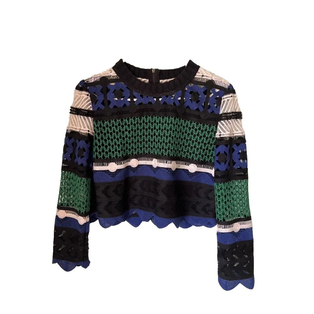 SEA New York Top 0 lace thick blue green crop Shirt street wear Striped